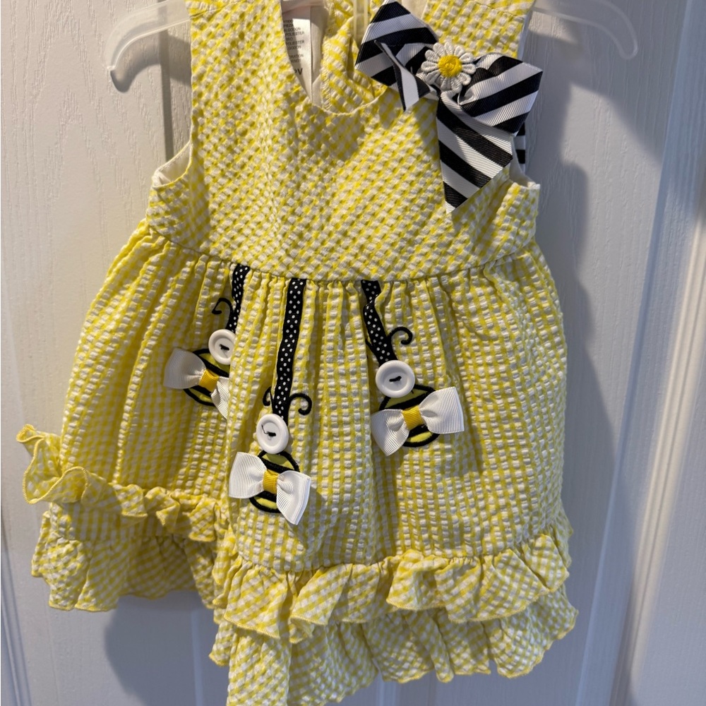 Bonnie Baby Yellow Gingham Dress with Bow Accents